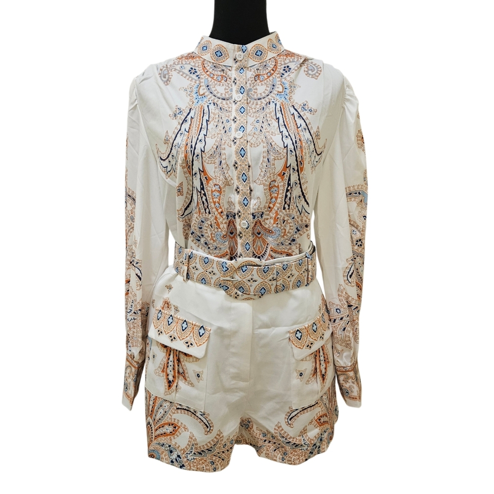 Beautiful Blouse With Matching Shorts/Belt Set-NWOT-Size X-Large